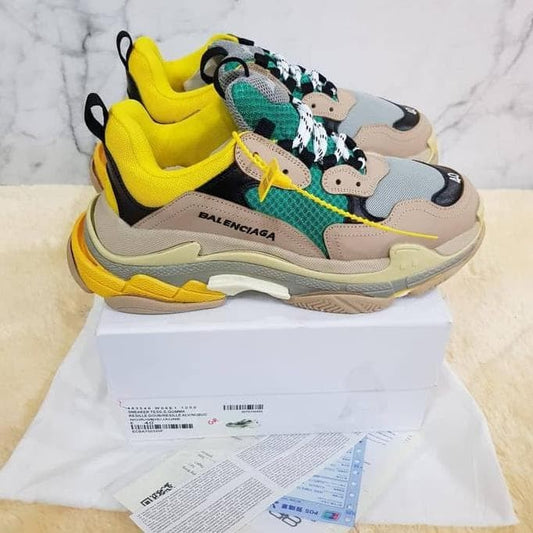 Balenciaga Triple S Green Yellow Shoes